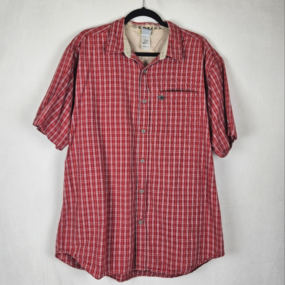 The North Face A5 Series Red Plaid Athletic Short Sleeve Button Up  XL